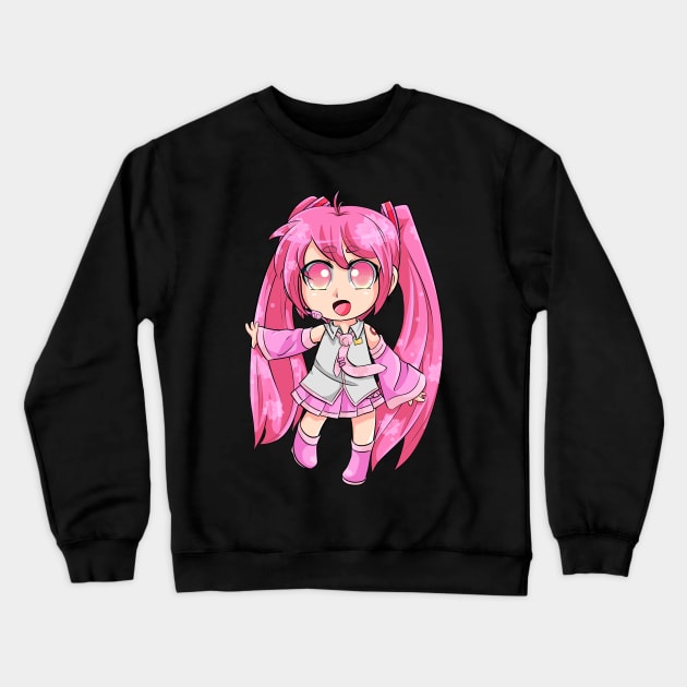 Sakura Miku Chibi Crewneck Sweatshirt by piefanart